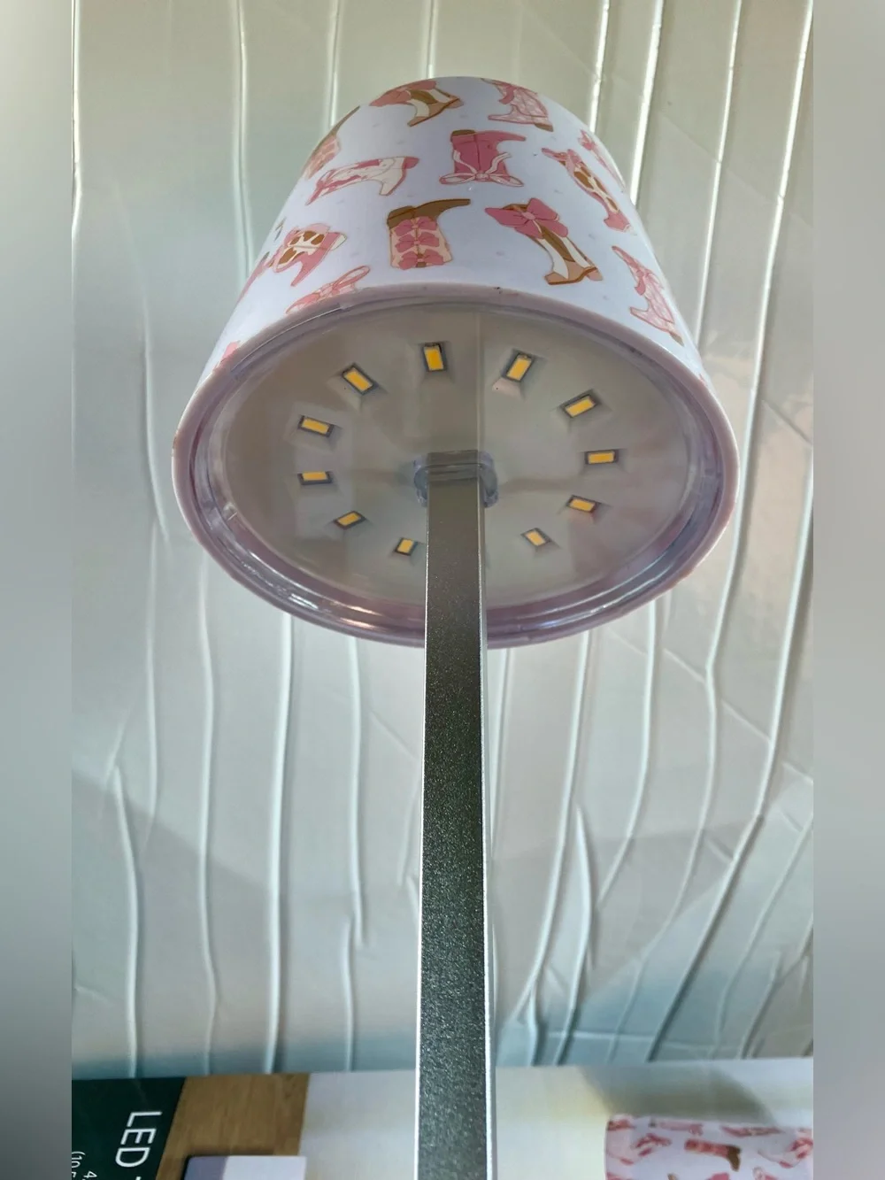 Pink LED Touch Lamp with Cowgirl Boot Shade